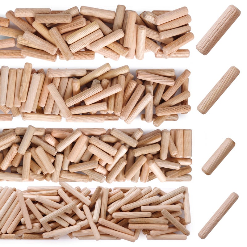 Fetoatar 150Pcs Wooden Dowel Pins Kit 1/4 x 1-1/2 Inch Small Fluted Wood Dowels Pegs Hardwood Pin for Furniture Woodworking Crafts, Furniture, Door, DIY - Image 1